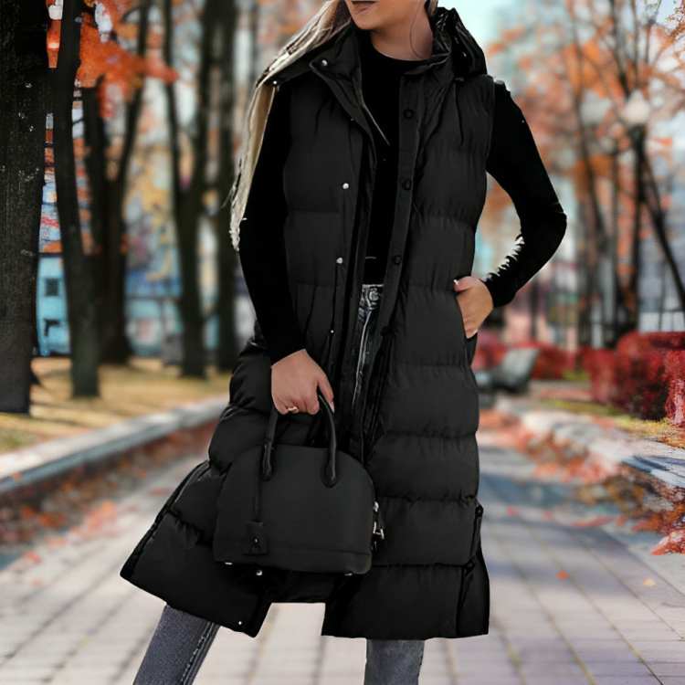 Womens Down Parka Coat Warm Lightweight Fleeceless - BritishMode