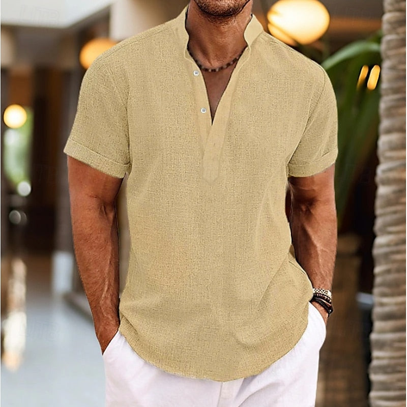 Mens Casual Shirt Slim Fit Short Sleeve