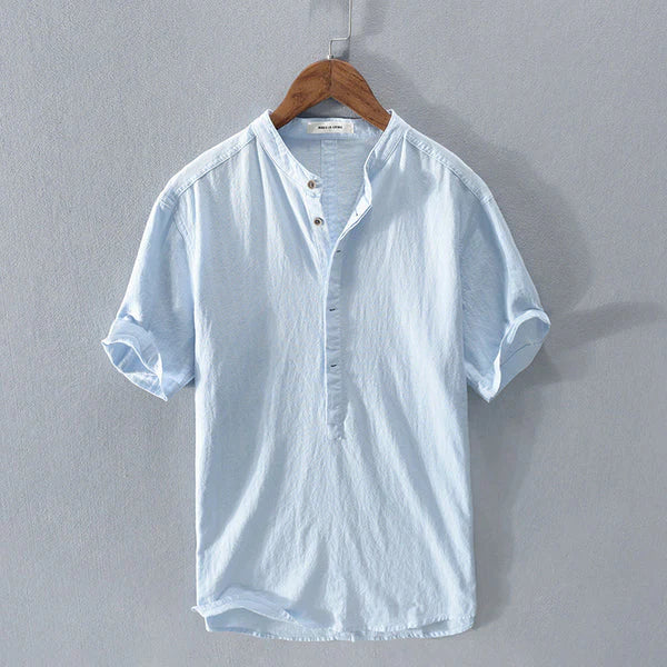Mens Summer Shirt Cotton and Linen Blend Regular Fit - BritishMode