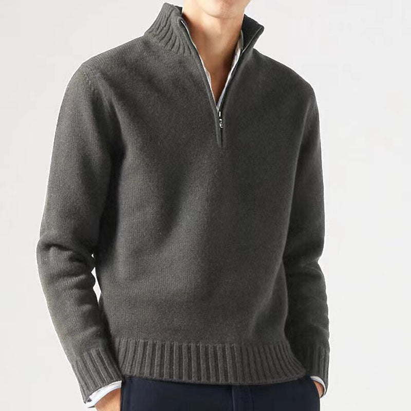 Mens Quarter Zip Sweater Wool Blend Cozy Fit