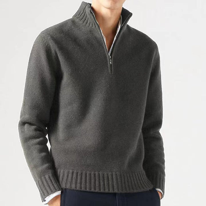 Mens Quarter Zip Sweater Wool Blend Cozy Fit