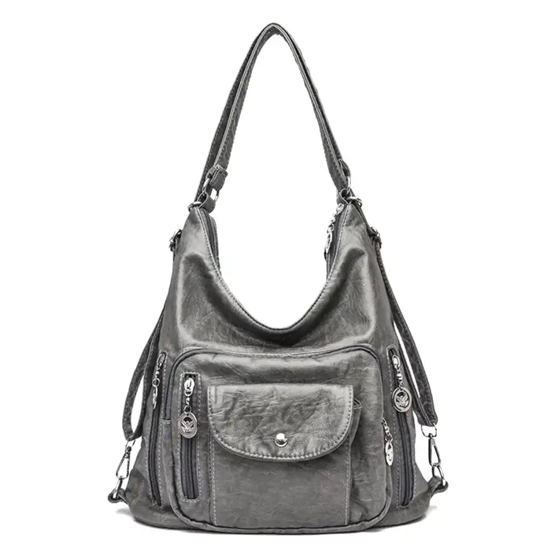 Womens Leather Handbag Multiple Pocket Design