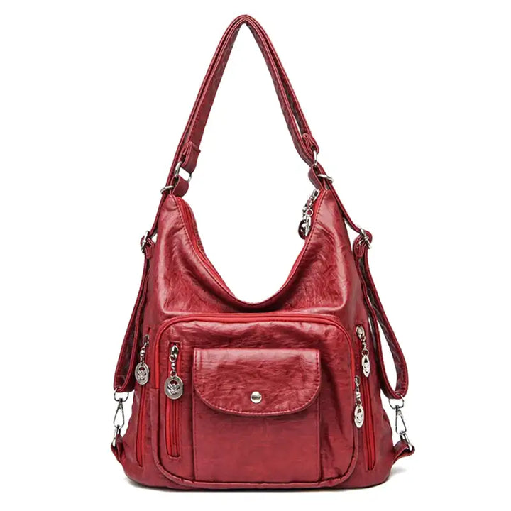 Womens Leather Handbag Multiple Pocket Design - BritishMode