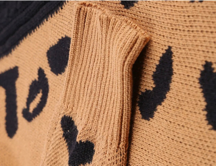 Womens One-Shoulder Sweater with Leopard Print Winter Style