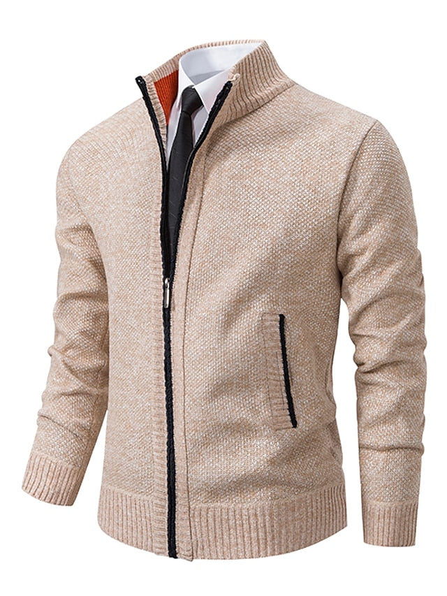 Mens Ribbed Knit Sweater Jacket Cozy Fit - BritishMode