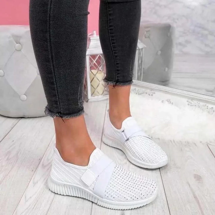Womens Slip-On Trainers Breathable Knit Elastic Strap