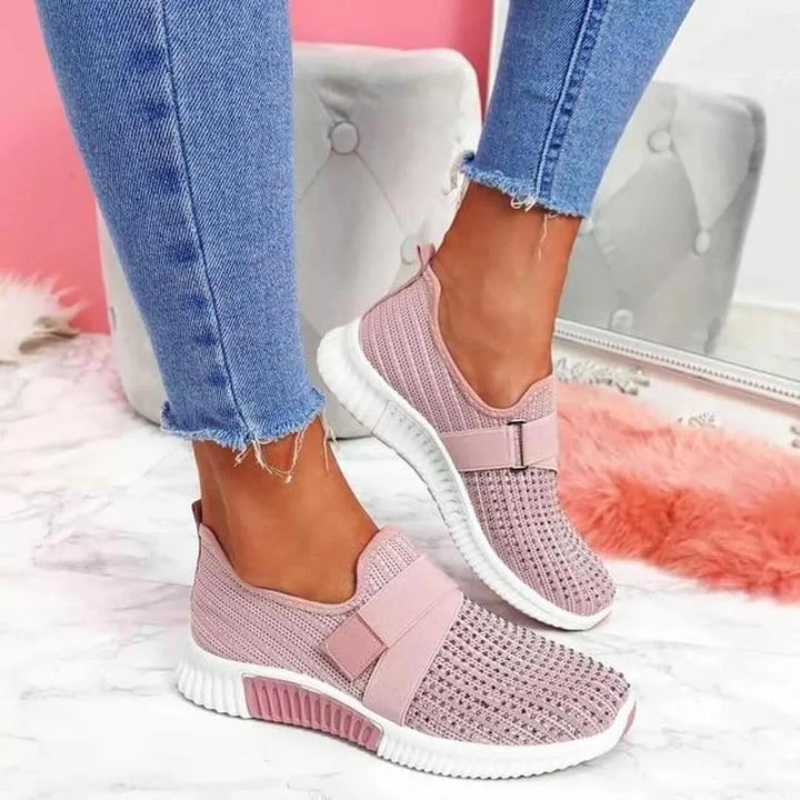 Womens Slip-On Trainers Breathable Knit Elastic Strap