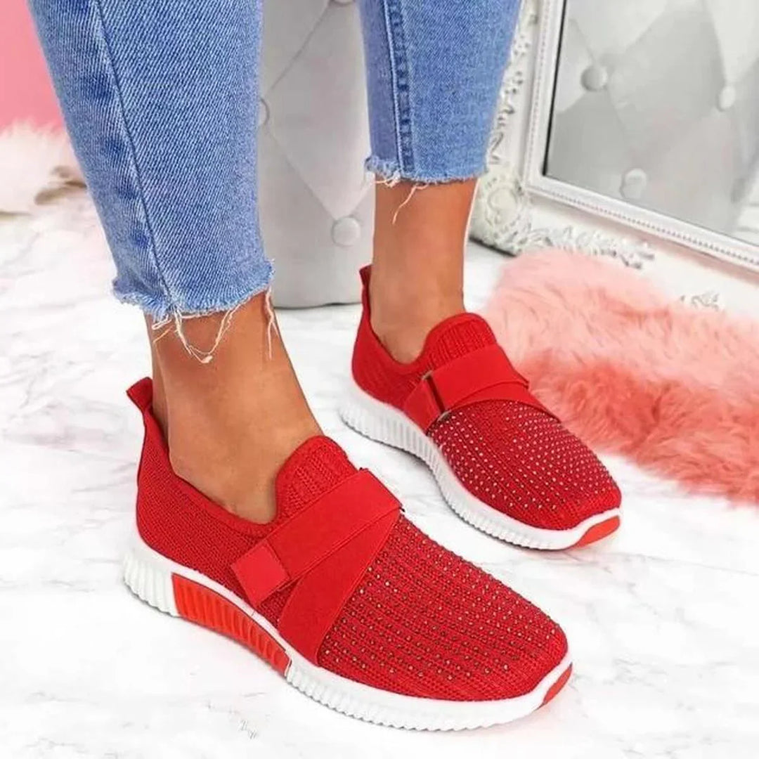 Womens Slip-On Trainers Breathable Knit Elastic Strap