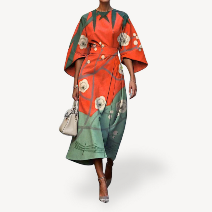 Womens Midi Dress Floral Print Lightweight