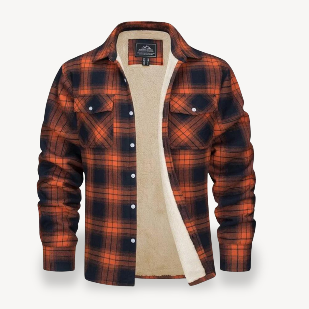 Mens Flannel Shirt with Sherpa Fleece Lining Relaxed Fit