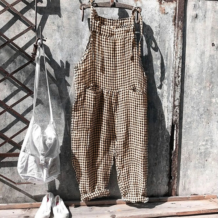 Womens Wide-Leg Jumpsuit Vintage Style Lightweight