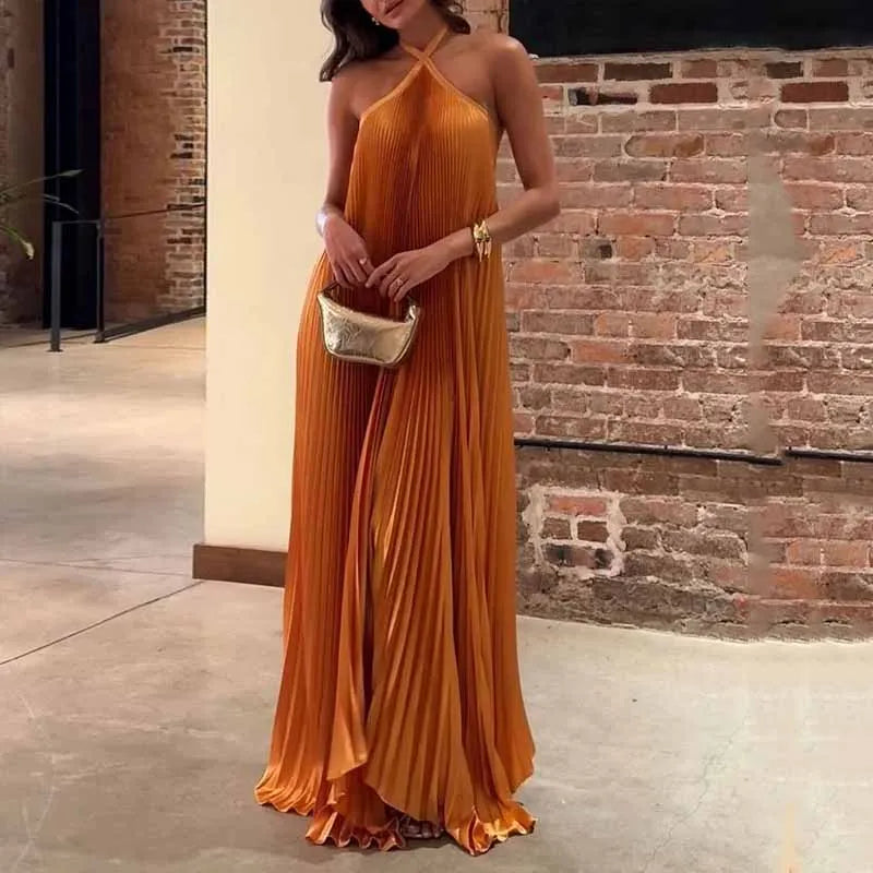 Womens Summer Dress Halter Neck Chic Style - BritishMode