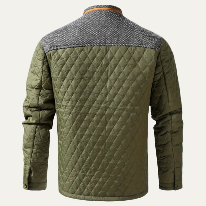 Mens Quilted Jacket Stand Collar Contrast Yoke