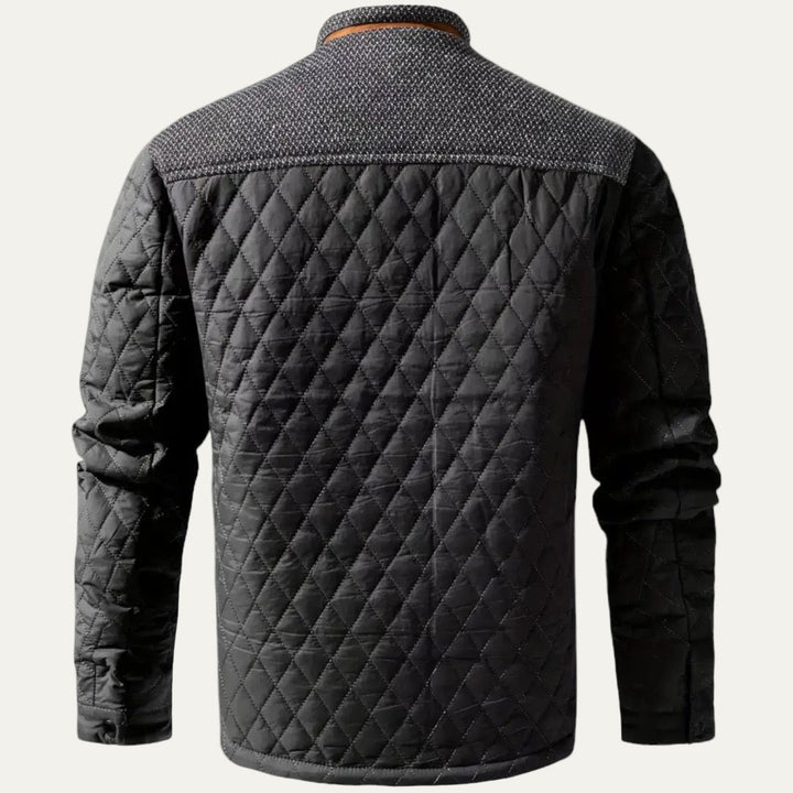 Mens Quilted Jacket Stand Collar Contrast Yoke
