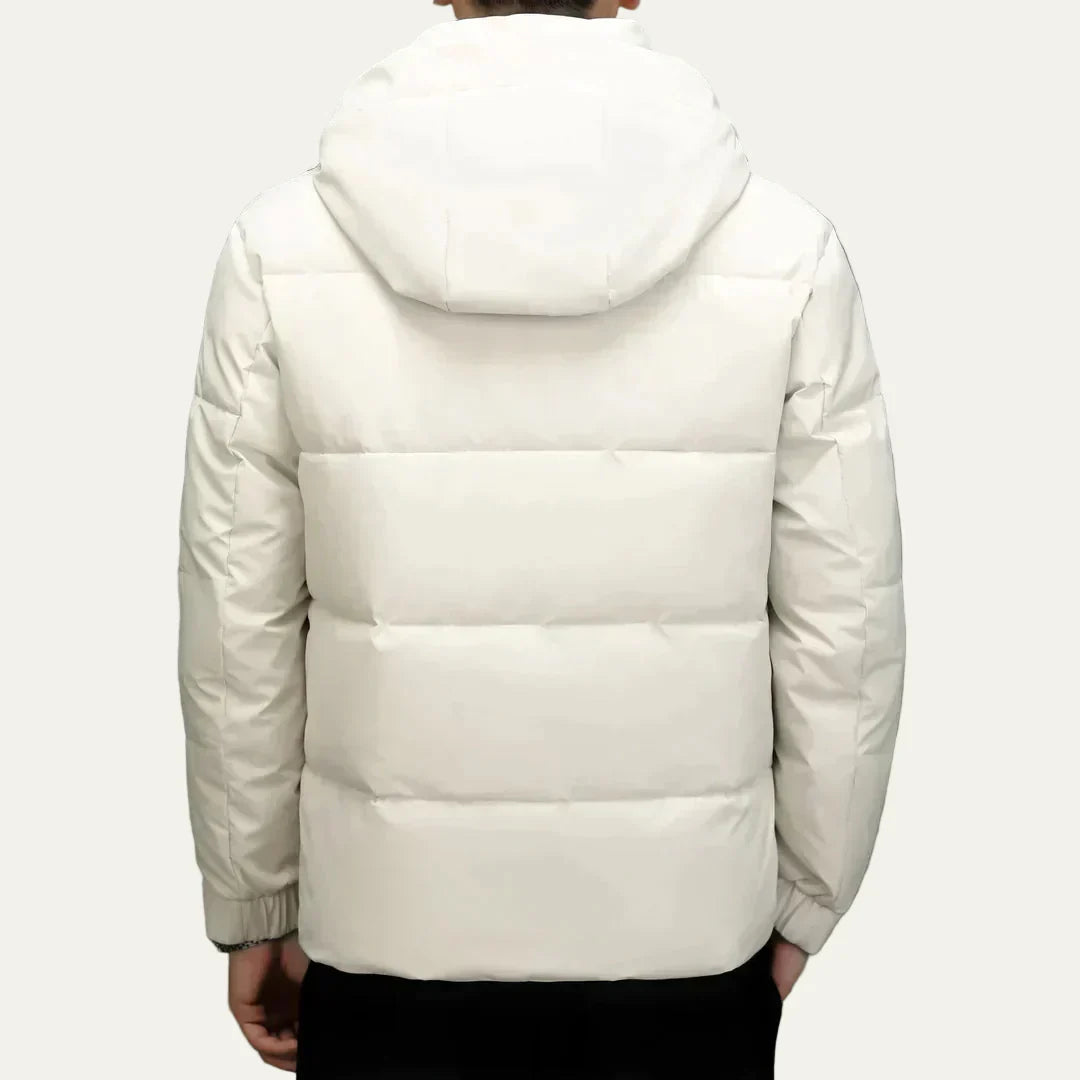 Mens Quilted Puffer Jacket with Hood Modern Fit