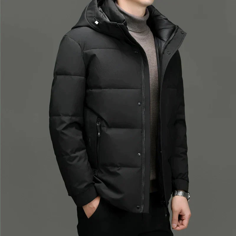 Mens Padded Jacket with Hood Quilted Fit
