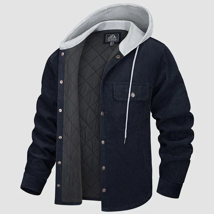 Mens Padded Jacket with Hood Insulated Warm Fit - BritishMode