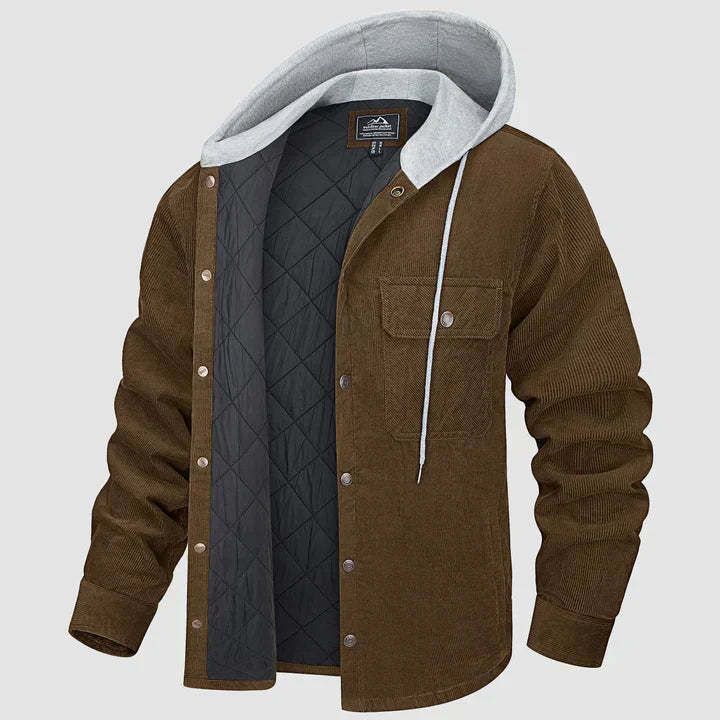 Mens Padded Jacket with Hood Insulated Warm Fit