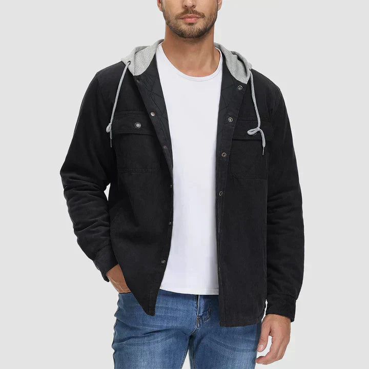 Mens Padded Jacket with Hood Insulated Warm Fit