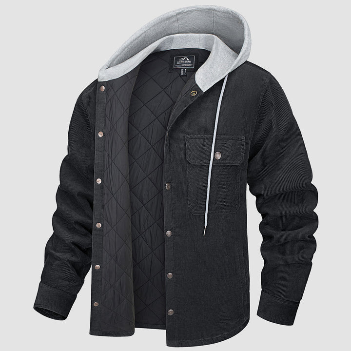 Mens Padded Jacket with Hood Insulated Warm Fit