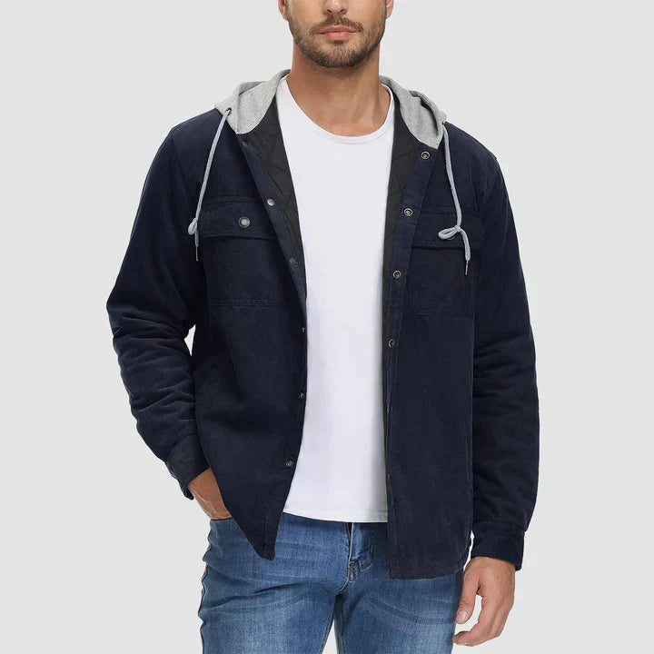 Mens Padded Jacket with Hood Insulated Warm Fit