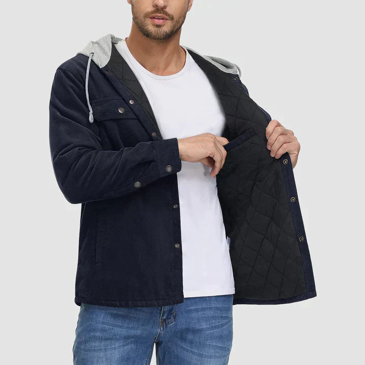 Mens Padded Jacket with Hood Insulated Warm Fit