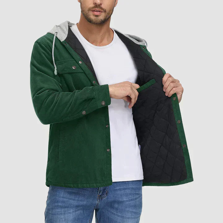 Mens Padded Jacket with Hood Insulated Warm Fit