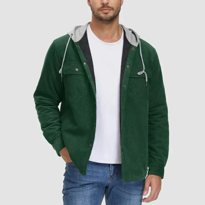 Mens Padded Jacket with Hood Insulated Warm Fit
