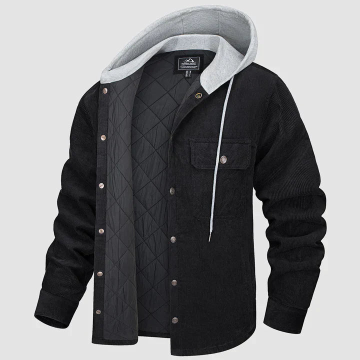 Mens Padded Jacket with Hood Insulated Warm Fit