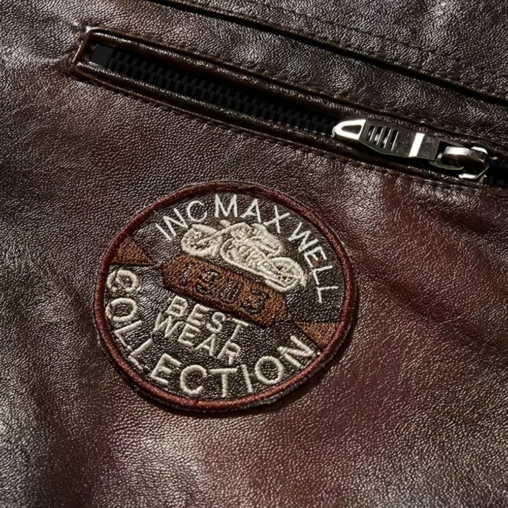 Mens Leather Jacket Padded Zip-Up