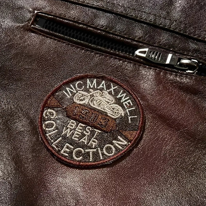 Mens Leather Jacket Padded Zip-Up