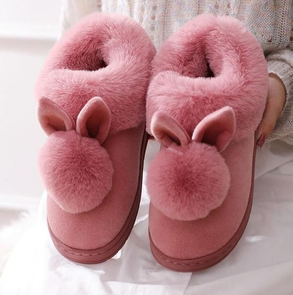 Womens Bunny Slippers Plush Comfortable Fit
