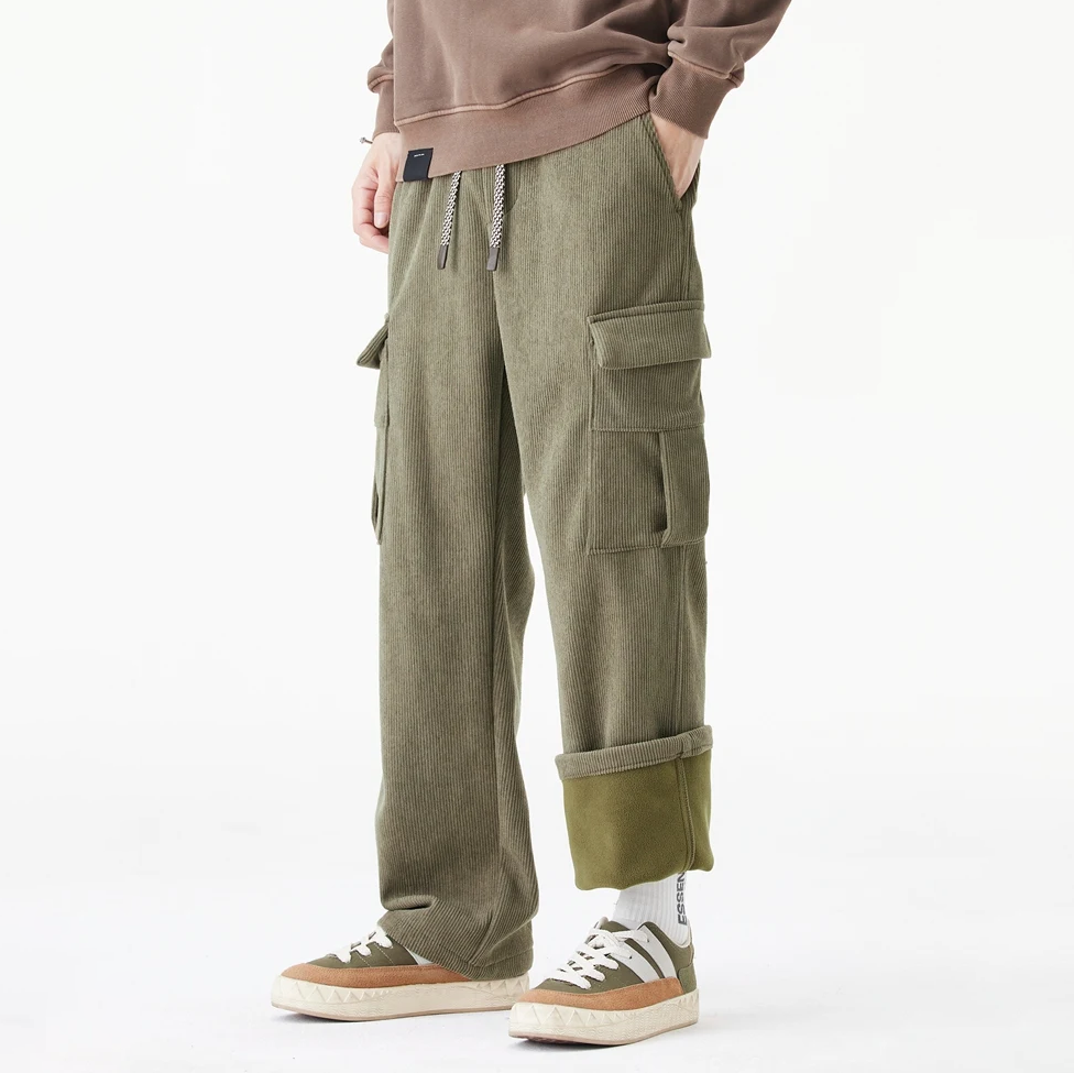 Mens Corduroy Pants Fleece Lined Warm Fit