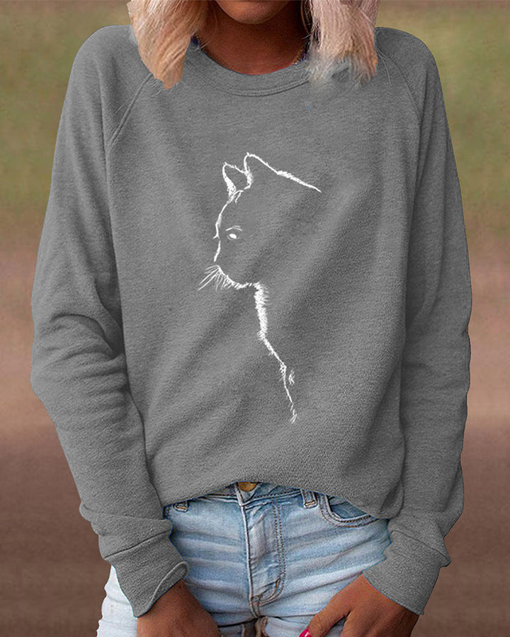 Unisex Sweatshirt with Cat Print Comfortable Fit