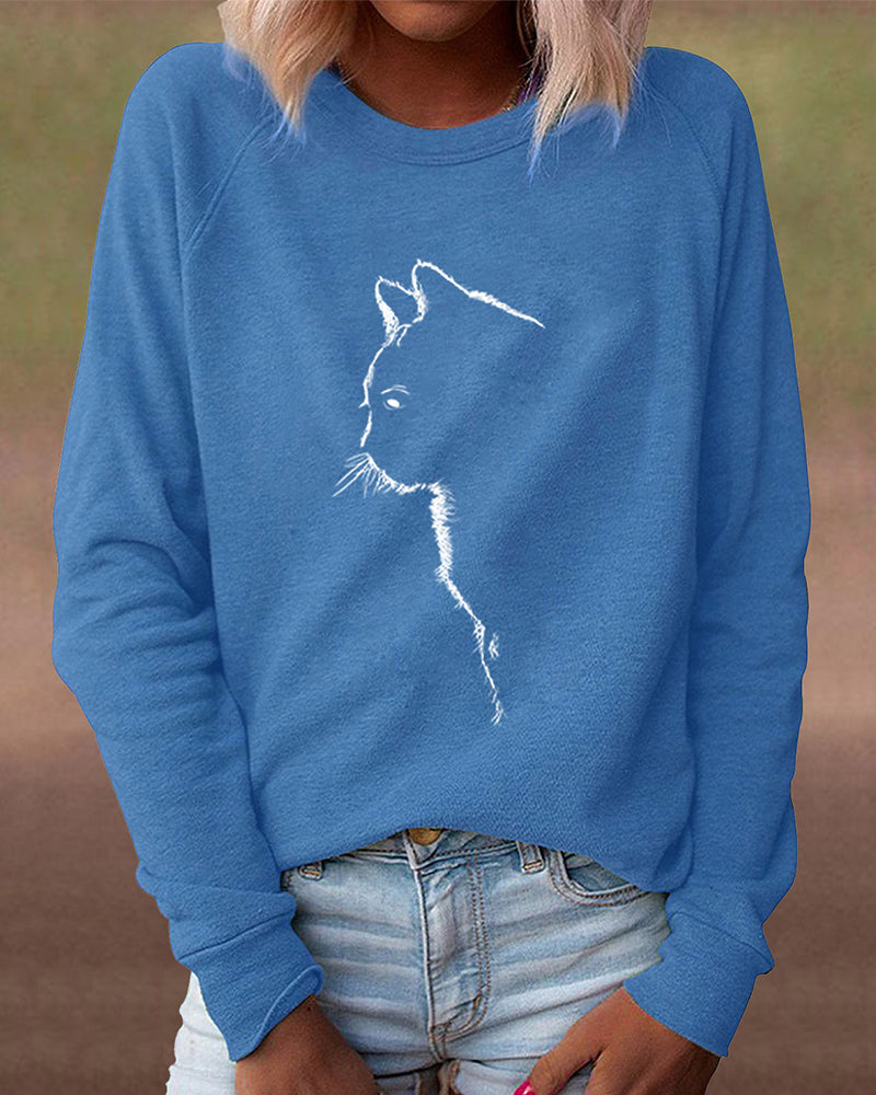 Unisex Sweatshirt with Cat Print Comfortable Fit