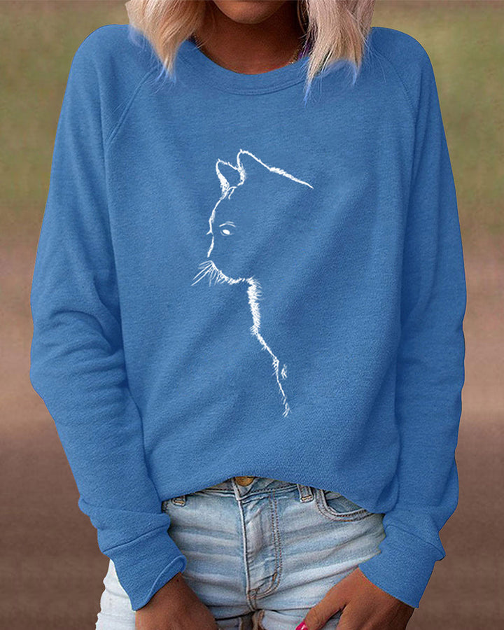 Unisex Sweatshirt with Cat Print Comfortable Fit