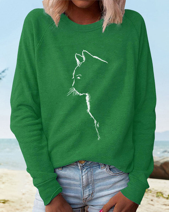 Unisex Sweatshirt with Cat Print Comfortable Fit