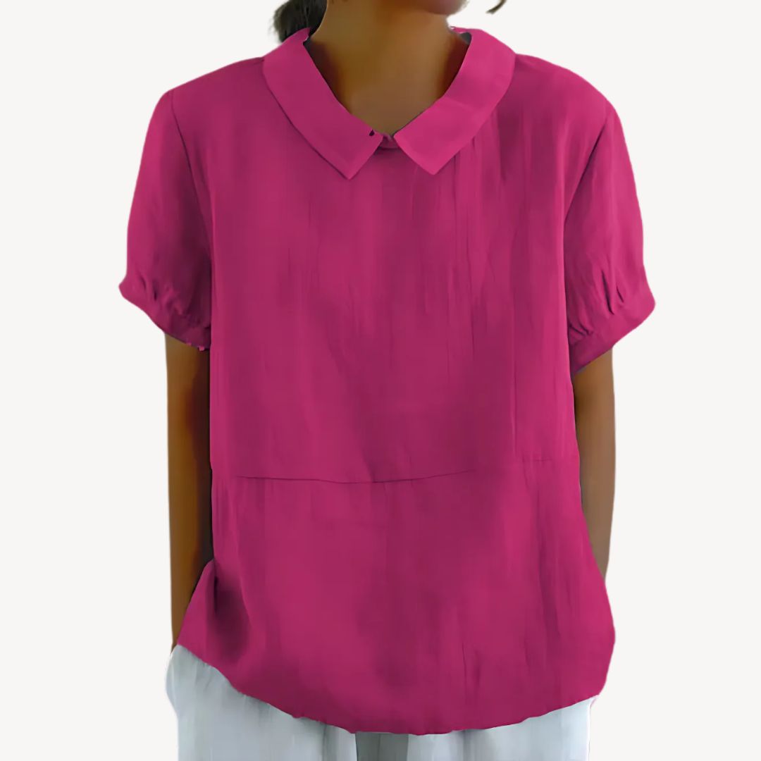Womens Blouse Linen Blend Collared Style