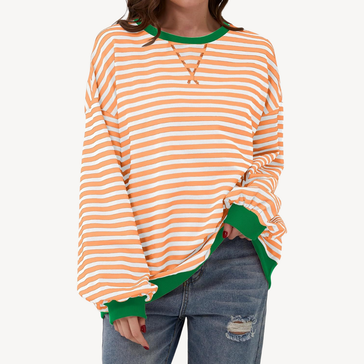 Womens Long Sleeve Top Striped Pattern
