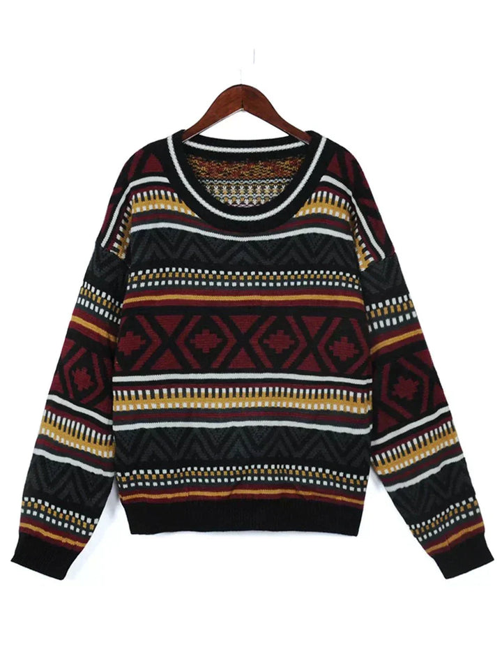 Womens Sweater Geometric Print Winter Style