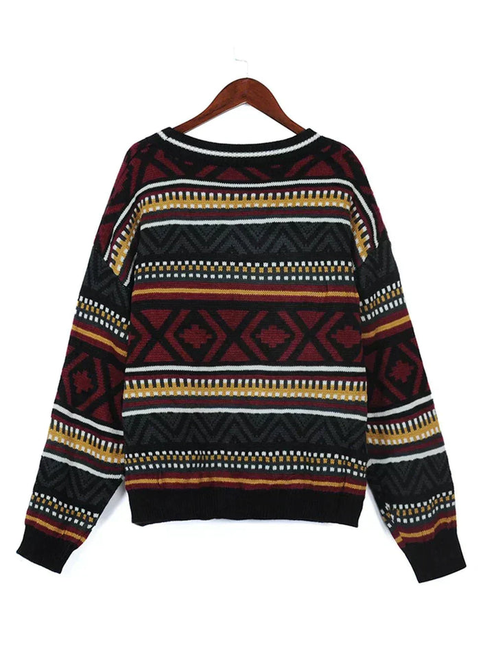 Womens Sweater Geometric Print Winter Style