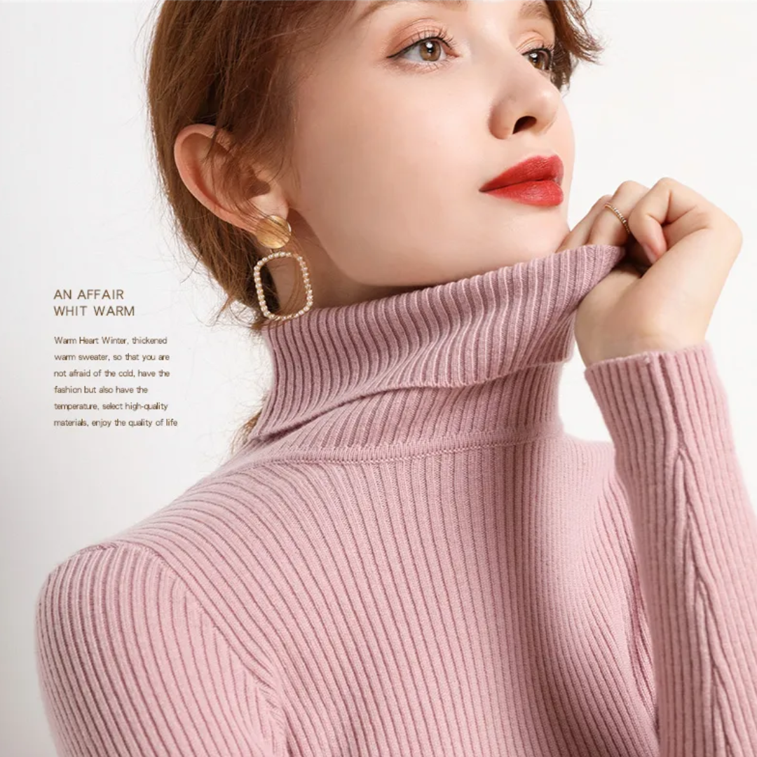Womens Cashmere Turtleneck Sweater Winter-Ready Fit