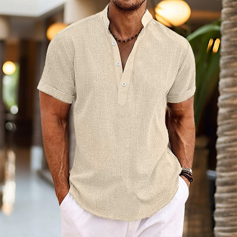 Mens Casual Shirt Slim Fit Short Sleeve