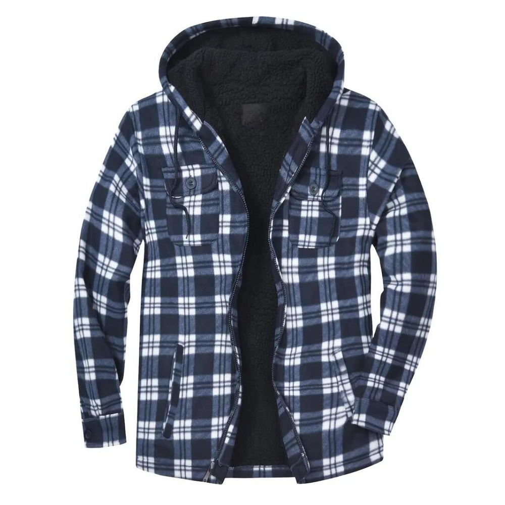 Mens Plaid Jacket with Hood Casual Fit