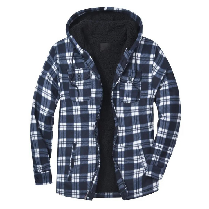 Mens Plaid Jacket with Hood Casual Fit