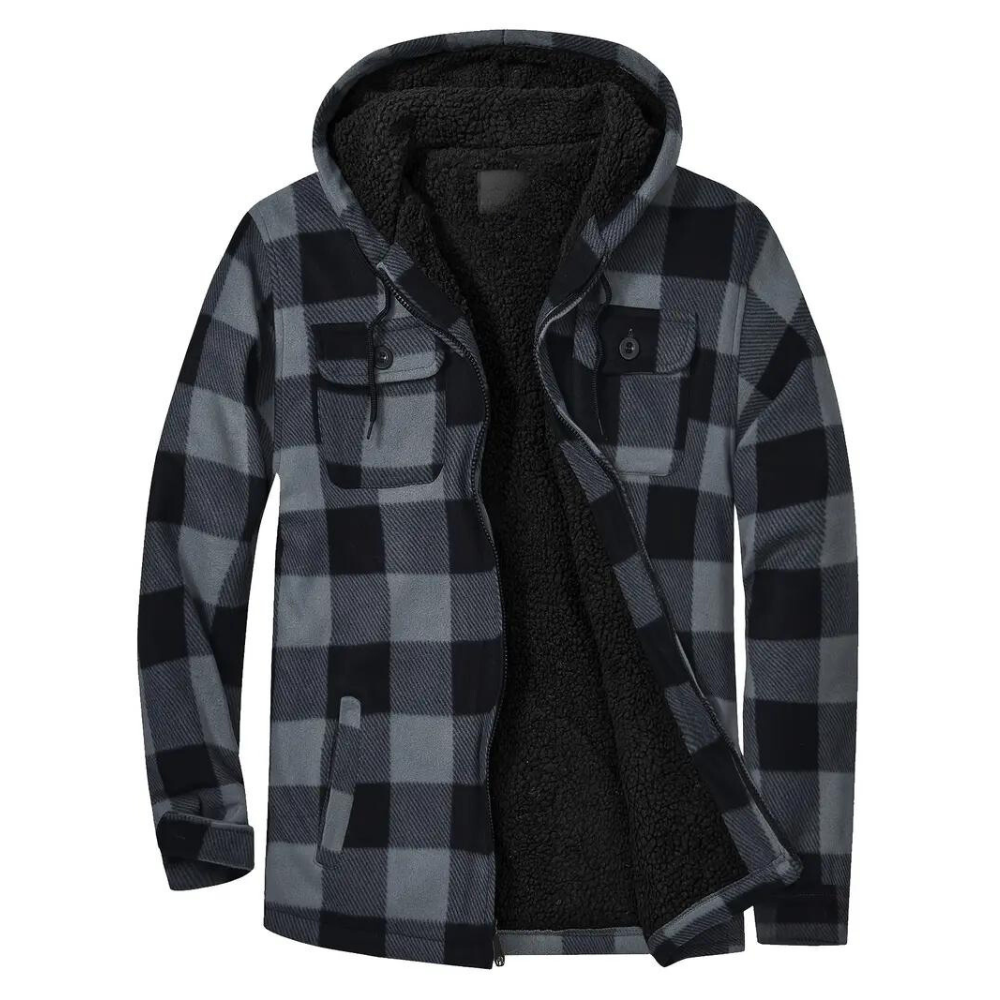 Mens Plaid Jacket with Hood Casual Fit