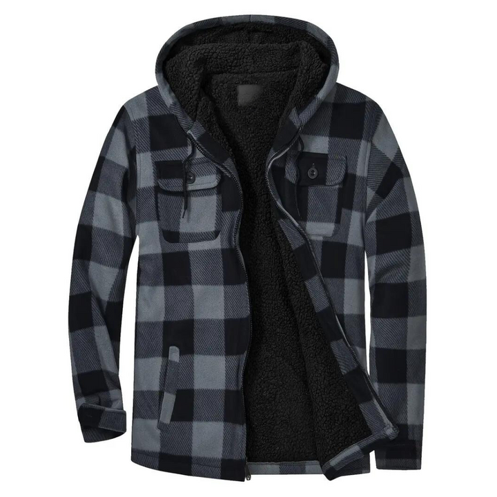 Mens Plaid Jacket with Hood Casual Fit