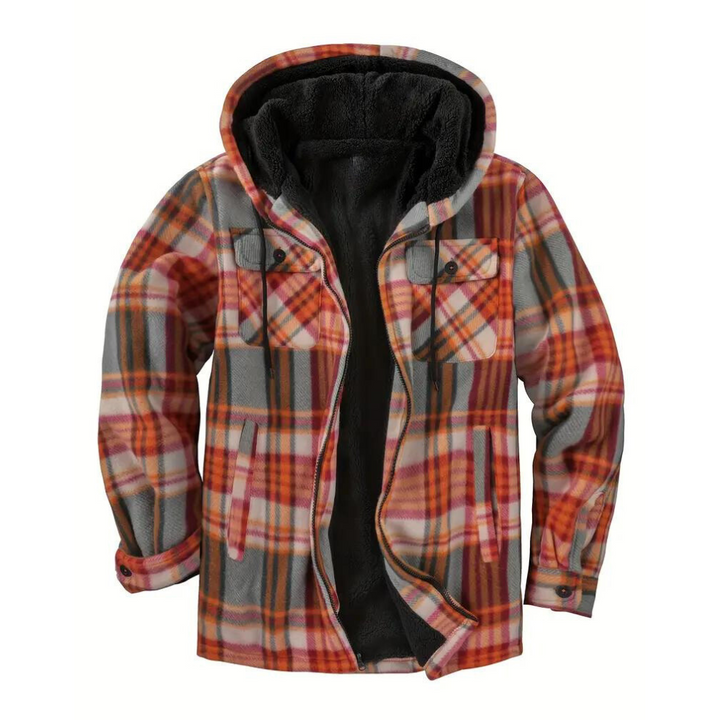 Mens Plaid Jacket with Hood Casual Fit