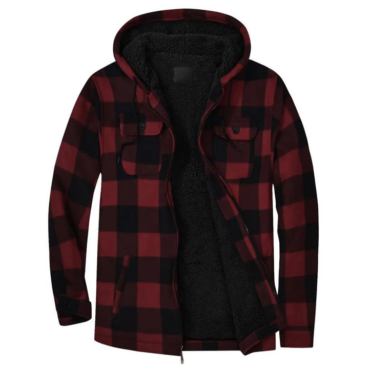 Mens Plaid Jacket with Hood Casual Fit