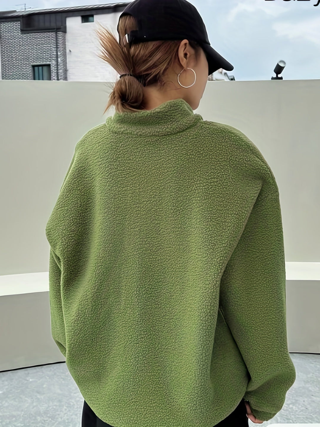 Womens Quarter-Zip Pullover Sweatshirt Plain Fit